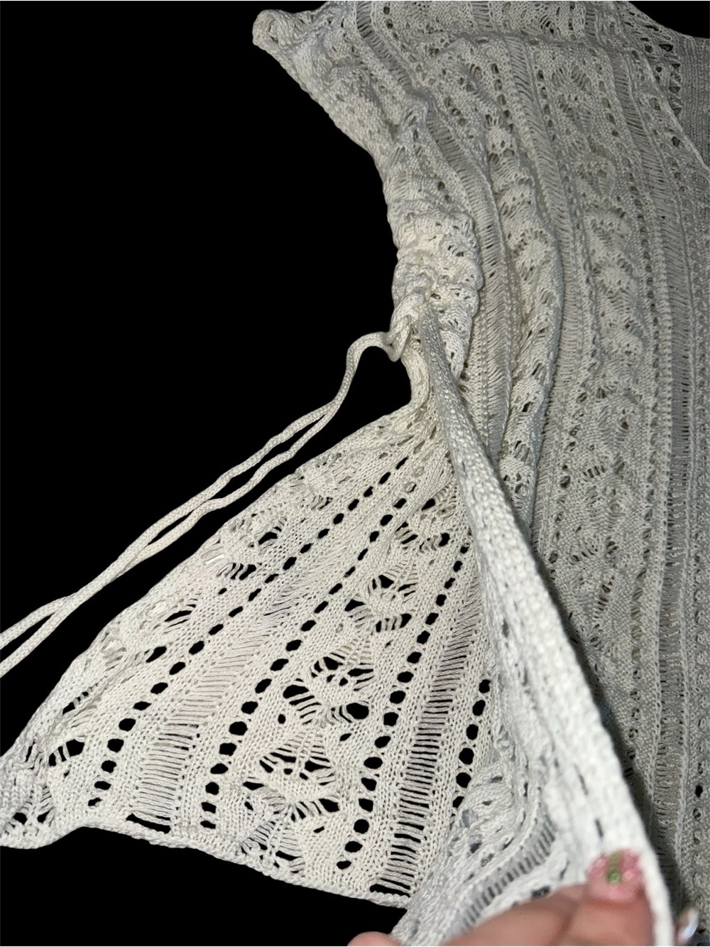 Crochet white V-Neck Tunic Cover-Up in - Picture 2 of 3